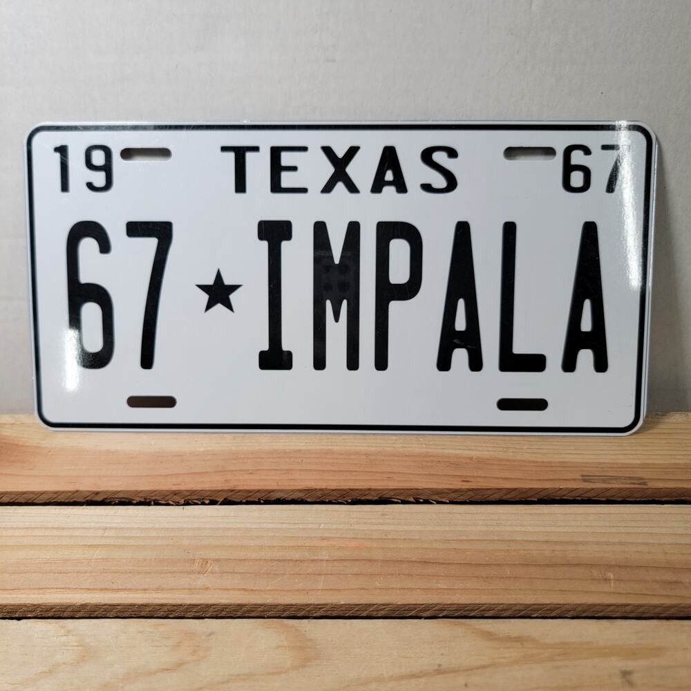Supernatural License Plate Texas 1967 IMPALA - 6" x 12"